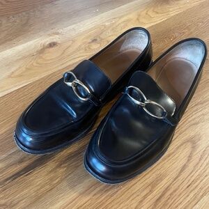 Frame black leather horsebit loafers - size 39/8